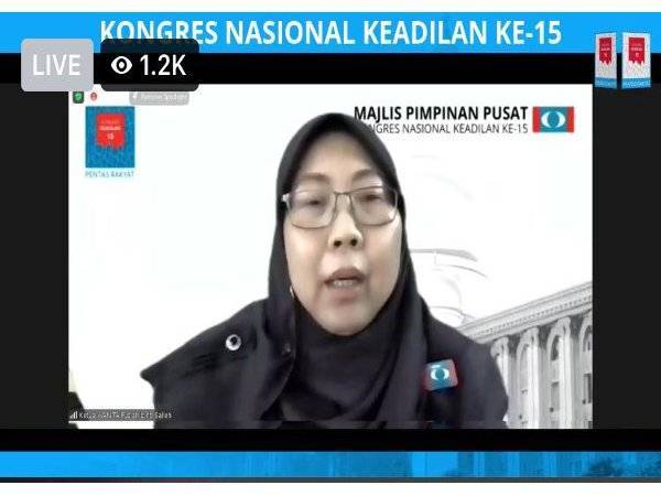 Fuziah ketika menggulung sesi perbahasan Kongres Nasional Keadilan ke-15 yang diadakan secara maya pada Ahad.