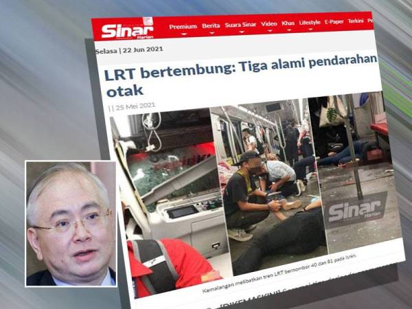 Pada 25 Mei lalu, Sinar Harian melaporkan tiga daripada enam mangsa kemalangan melibatkan tren LRT berhampiran stesen Kampung Baru dilaporkan mengalami pendarahan otak, dua patah tulang dan seorang luka kelopak mata. Gambar kecil: Wee Ka Siong