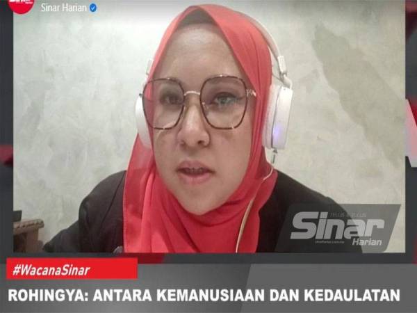 Dini Dalilah ketika menjadi panelis Wacana Sinar edisi ke-267 bertajuk ‘Rohingya: Antara Kemanusiaan dan Kedaulatan’ yang disiarkan di semua platform digital Sinar Harian pada Selasa.