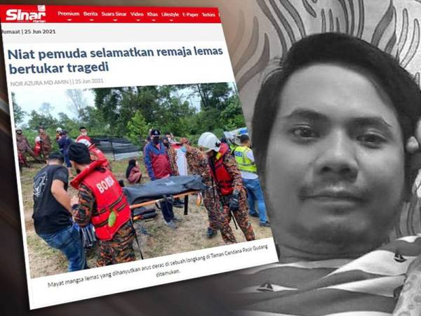 Mohd Asraf yang kebetulan berada di tempat kejadian cuba menyelamatkan seorang remaja dengan terjun ke longkang berkenaan, namun dia turut dibawa arus deras.