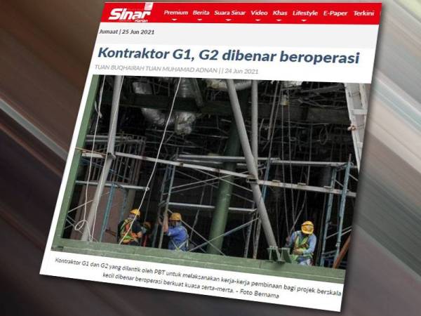 Kontraktor G1 dan G2 yang dilantik oleh PBT untuk melaksanakan kerja-kerja pembinaan bagi projek berskala kecil di bawah PBT dalam tempoh fasa satu PKP 3.0 dibenar beroperasi berkuat kuasa serta-merta.