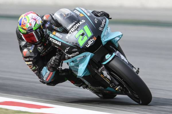 IMBAS KEMBALI... Aksi Morbidelli pada sesi latihan di GP Catalunya.