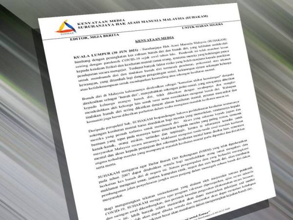 Suhakam dalam kenyataannya menggesa NSRM yang diperkenalkan pada tahun 2007 ditubuhkan semula bagi membolehkan orang ramai mengakses data berkaitan kes bunuh diri di negara ini.