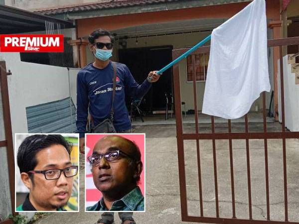 Gambar Zulkiflie memegang bendera putih tular di media sosial.
Gambar kecil dari kiri: Muhammad Faisal, Vesuanathan Suppiah