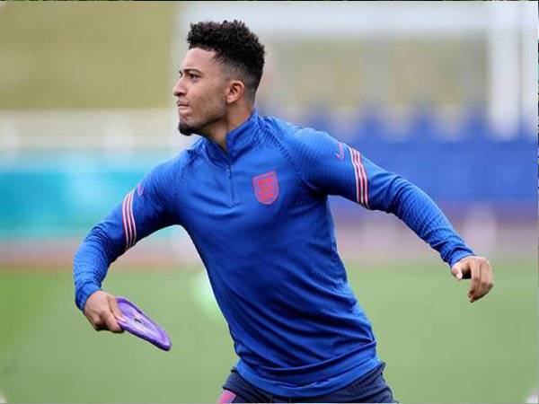 Jadon Sancho ketika sesi latihan di St George's Park, Burton upon Trent, England, 17 Jun, 2021. - Foto AP