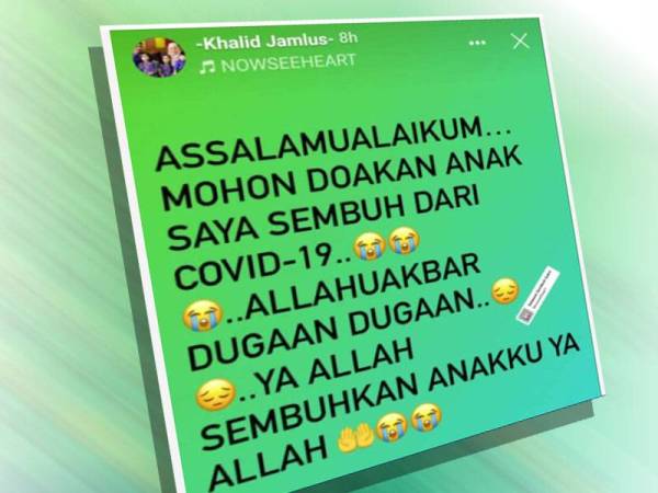 Status dimuat naik Khalid Jamlus di Insta Story miliknya hari ini.