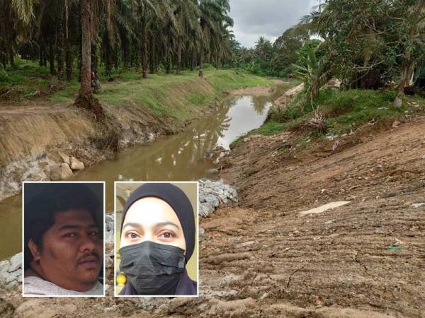 Sungai Sengkang di Kulai yang sebelum ini berwarna hitam dan berbau busuk kini sudah semakin pulih selepas kerja-kerja pembersihan bahan buangan kimia dilakukan sejak pagi Ahad. Gambar kecil dari kiri: Haider Reduan, Azlina Johari