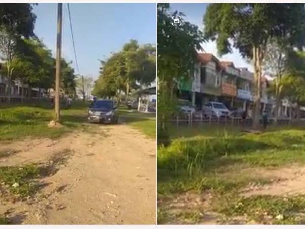 Tangkap layar rakaman video satu keluarga melompat pagar di kawasan PKPD petang semalam.