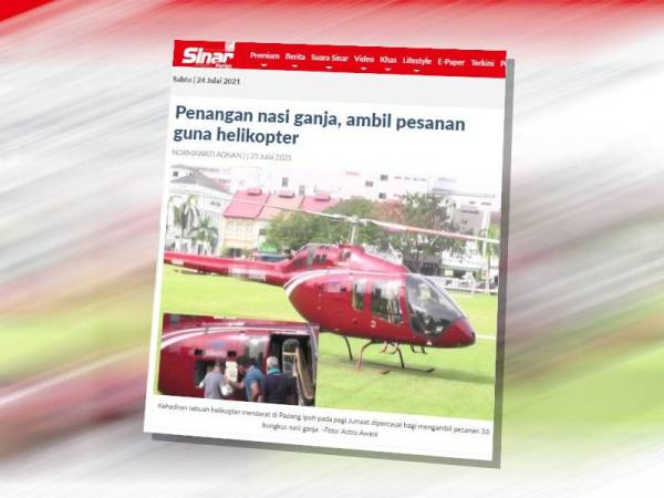 Sinar Harian sebelum ini melaporkan penangan nasi ganja hingga ada yang sanggup mengambil pesanan menggunakan helikopter.