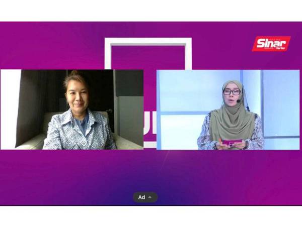 Ras Adiba (kiri) ketika bercakap pada program MUM yang dimoderatorkan oleh Abby dan disiarkan secara langsung di semua platform digital Sinar Harian pada Isnin.