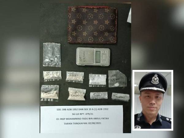 Polis merampas dadah yang ditemui dilokasi pada Isnin. Gambar kecil: Chang Hook