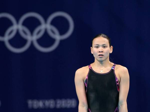 Ratu terjun negara, Pandelela Rinong ketika jalani sesi latihan pada temasha Olimpik Tokyo 2020 di Pusat Akuatik Tokyo 26 Julai lalu. - Foto Bernama