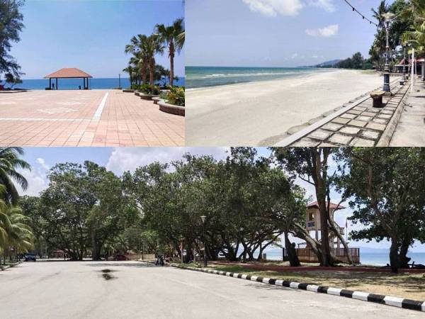 Gambar dari kiri: Suasana di Pantai Teluk Chempedak, Kuantan yang lengang ketika tinjauan Sinar Harian pada Selasa, suasana di Pantai Sepat, Kuantan yang lengang tanpa kelibat pengunjung, gambar bawah: Pantai Batu Hitam