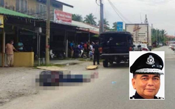 Mayat mangsa yang terlantar di atas kiri bahu jalan raya dalam keadaan tragis kepala digilis lori kerana terbabit dalam kemalangan di Kampung Kemumin, Panchor, di sini pada Selasa. - Foto ihsan PDRM, gambar kecil: Abdul Rahim