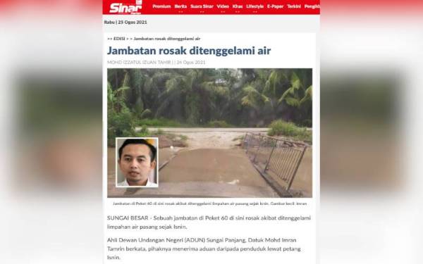 Laporan Sinar Harian pada Selasa.