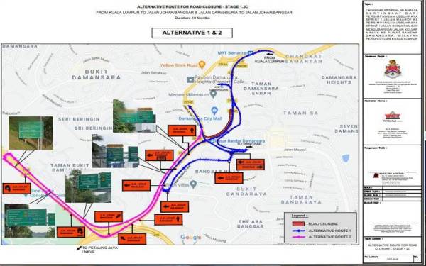 Laluan trafik dari Kuala Lumpur menghala ke Jalan Johar, Bangsar melalui Lebuh Raya SPRINT akan ditutup sepenuhnya mulai 28 Ogos ini hingga Mac 2022.