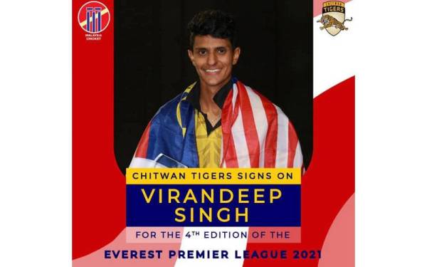 Virandeep Singh menjadi pemain pertama Malaysia menyertai Chitwan Tigers bagi saingan Everest Premier League Nepal 2021.