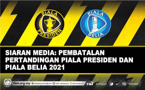 FAM mengumumkan saingan Piala Presiden dan Piala Belia dibatalkan buat tahun kedua berturut-turut ekoran pandemik Covid-19. 