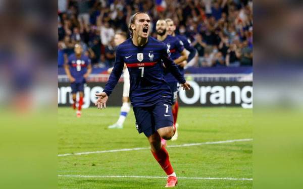 Griezmann meraikan jaringannya pada perlawanan berkenaan. Foto: Reuters