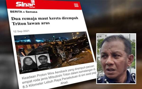 Laporan Sinar Harian pada Ahad.Gambar kecil : Asisten Komisioner Baharudin Mat Taib