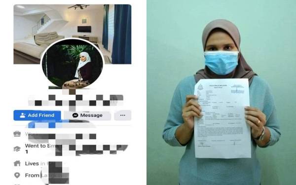 Profil Facebook menggunakan gambar Anita yang menawarkan perkhidmatan pakej pelancongan ke Langkawi tidak wujud. Anita menunjukkan laporan polis.