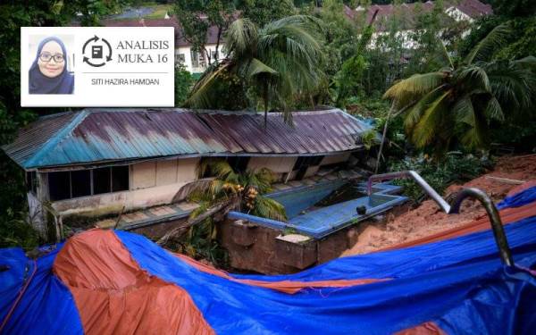 Keadaan lokasi sekitar kejadian tanah runtuh di bahagian belakang sebuah kediaman di Jalan Kemensah Height. - Foto Bernama