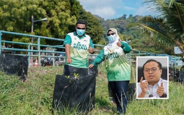 Pegawai MB Inc membuat lawatan audit ke atas penanaman pokok yang dijalankan oleh Persatuan Aktivis Sahabat Alam (KUASA) di Daerah Manjung. (Gambar kecil: Anuar)- Foto ihsan MB Inc