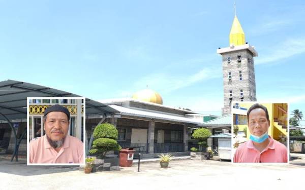 Masjid Kampung Assam Jawa. Gambar kecil : Tarmizi Abd Ghapar dan Mohd Nasil Rais