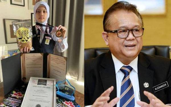 Maryam mengharumkan nama negara selepas inovasinya menghasilkan makanan haiwan daripada kulit udang dan siput sedut memenangi anugerah antarabangsa. Gambar kanan: Alexander Nanta Linggi