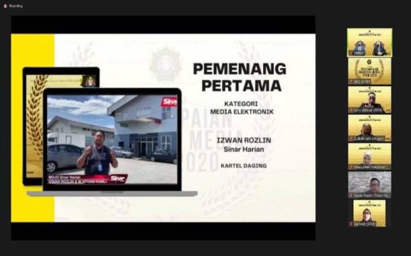 Sinar Harian menerusi berita eksklusif pembongkaran isu kartel daging dalam operasi khas di sebuah gudang di Senai, Johor tahun lalu dinobatkan sebagai pemenang tempat pertama kategori Media Elektronik Anugerah Media SPRM 2020 pada Rabu.