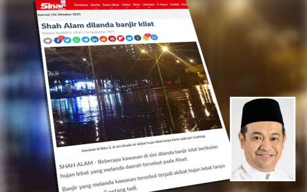 Laporan Sinar Harian 26 September lalu. Gambar kecil: Datuk Azhari Shaari