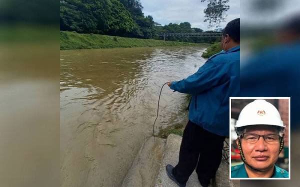 Pegawai JAS Perak menjalankan persampelan insitu air sungai di lokasi kejadian. - Foto: ihsan JAS Perak (Gambar kecil: Rosli)