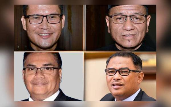 Empat ADUN itu ialah bekas Ketua Menteri Melaka, Datuk Seri Idris Haron (BN-Sungai Udang), Datuk Nor Azman Hassan (BN-Pantai Kundor), Datuk Norhizam Hassan Baktee (Bebas - Pengkalan Batu) dan Datuk Noor Effandi Ahmad (BERSATU-Telok Mas). - Foto Awani