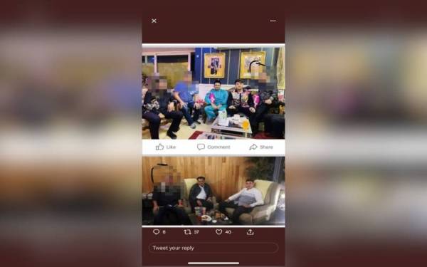 Azis kongsikan semula gambar yang tular di Twitter dan menandakan bulatan pada lelaki yang memperkenalkannya kepada Nicky Liow.