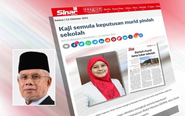 Laporan Sinar Harian pada Isnin. Gambar kecil: Najmi