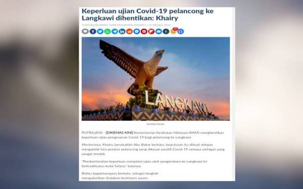 Laporan Sinar Harian pada 12 Oktober lalu.