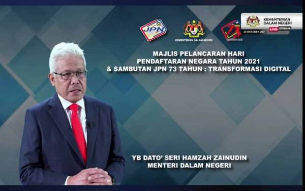 Hamzah ketika berucap pada Sambutan Hari Pendaftaran Negara yang ke-73 secara dalam talian pada Rabu.