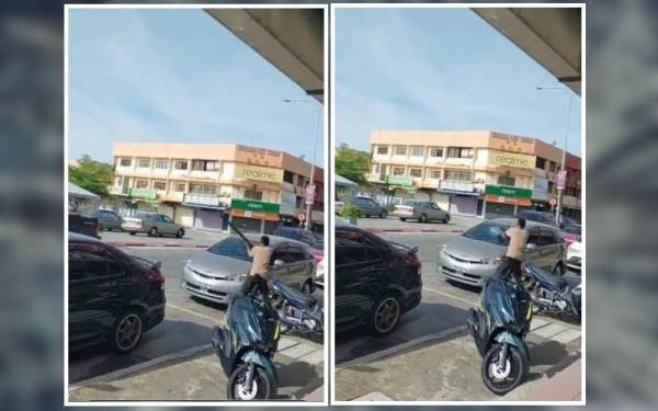 Rakaman video menunjukkan lelaki terbabit memecahkan cermin sebuah kereta menggunakan sebatang besi di Jalan Sultan Abdul Samad, Banting pada pagi Selasa.