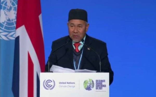 Tuan Ibrahim menyampaikan kenyataan negara pada Persidangan Ke-26 Konvensyen Rangka Kerja Perubahan Iklim Pertubuhan Bangsa-Bangsa Bersatu (UNFCCC COP-26) di Glasgow, Scotland.