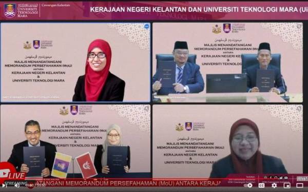 MoU antara kerajaan negeri dan UiTM dilangsungkan melalui dalam talian pada Selasa.