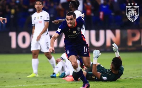 Cabrera antara penjaring gol Harimau Selatan ketika melayan kunjungan TFC di Stadium Sultan Ibrahim, Iskandar Puteri. FOTO: JOHOR Southern Tigers