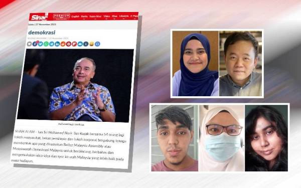 Laporan Sinar Harian pada Khamis (Atas: Syahirah, Kok Sin. Bawah: Herizal, Amira Wirdany, Subashini)