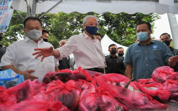 Ismail Sabri (tengah) melawat gerai jualan yang terdapat pada Program Jualan Keluarga Malaysia KPDNHEP di Blok D PPR Kerinchi, Pantai Dalam hari ini. - Foto Bernama