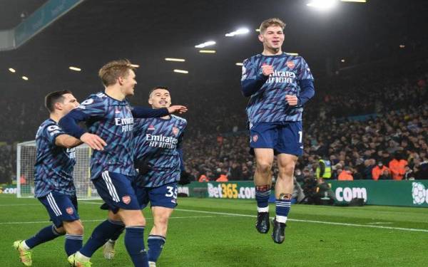 Emile Smith Rowe antara pencetak gol Arsenal di Elland Road.