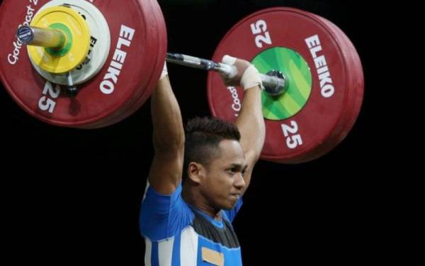 Aksi Azroy ketika bertanding pada Sukan Komanwel Gold Coast 2018.