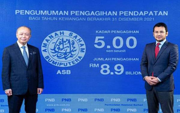 PNB mengumumkan pembayaran pengagihan pendapatan ASB 4.25 sen seunit dan bonus 0.75 sen seunit bagi tahun kewangan berakhir 31 Disember 2021. - Foto PNB