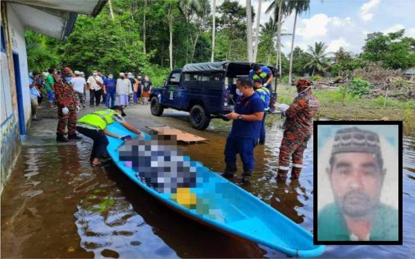 Mayat warga emas yang ditemui maut di Kampung Gual Periok, Rantau Panjang dibawa ke Hospital Pasir Mas untuk bedah siasat pada Jumaat. (Gambar kecil: Mustapa)