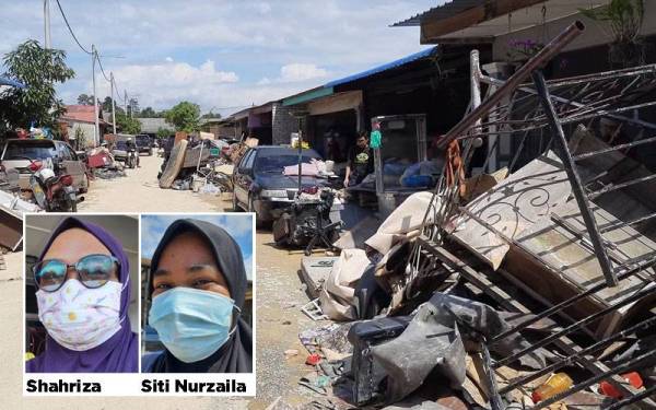 Lebih puluhan longgokan barangan kelengkapan rumah yang rosak. 