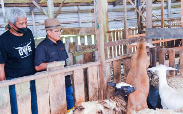 Ronald (kanan) melawat ladang penternakan di Rancangan Tanah Belia (RTB) Bukit Canggang, Kuala Langat pada Selasa.