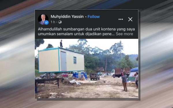 Tangkap layar hantaran Facebook Muhyiddin pada Rabu.